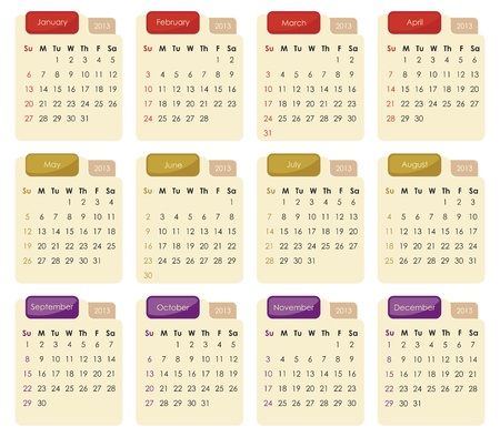 Classic calendar for year 2013 with tabsのイラスト素材