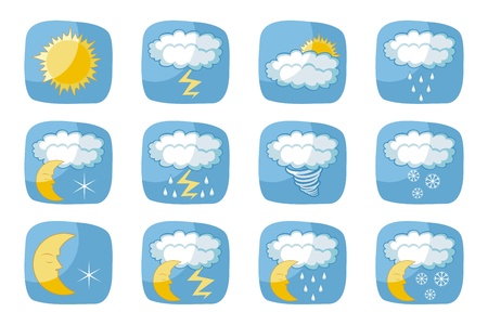 Weather icons set with various atmospheric phenomenaのイラスト素材