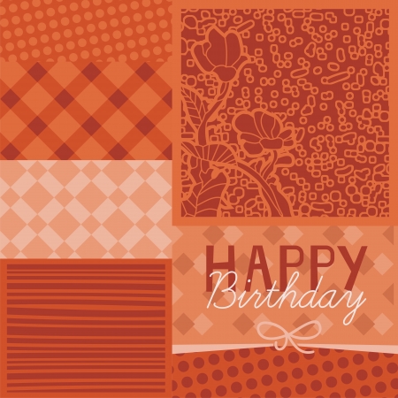 Birthday greeting card background with patterned scrapsのイラスト素材