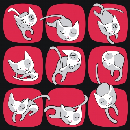 Collection of cute cats with various attitudesのイラスト素材