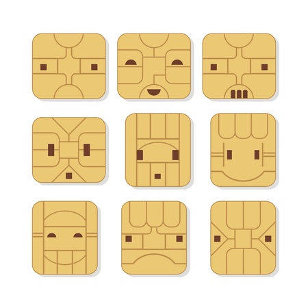 Sim cards set with various face expressionsのイラスト素材