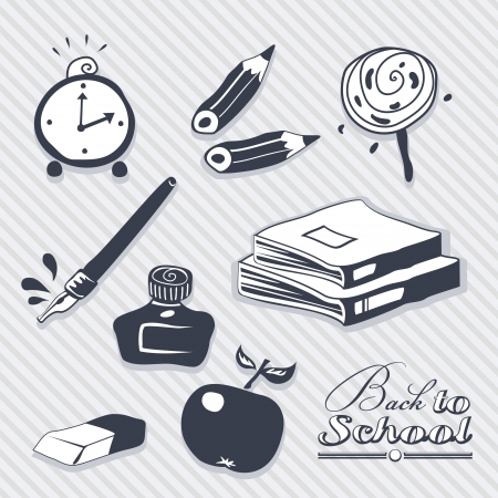 Back to School set with various school related objectsのイラスト素材