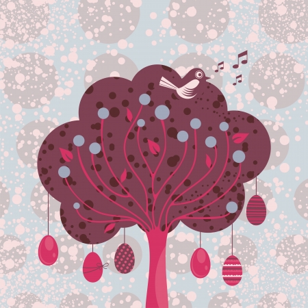 Festive background with decorative Easter treeのイラスト素材
