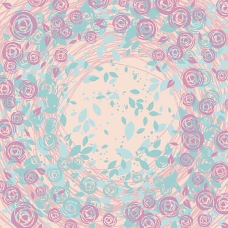 Spring background with decorative foliage and rosesのイラスト素材