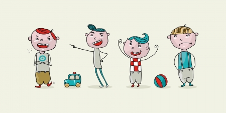 Set with funny cartoons of bad kidsのイラスト素材
