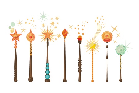 Decorative set with magic wands in various shapesのイラスト素材
