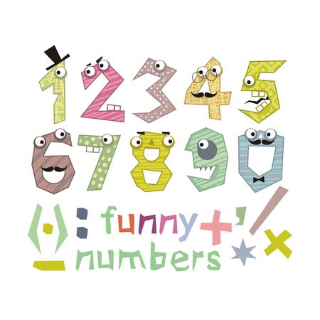 Funny numbers set and various symbolsのイラスト素材