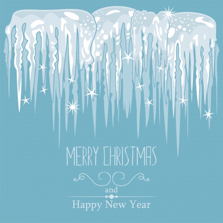 Winter card, seasonal blue background with iciclesのイラスト素材