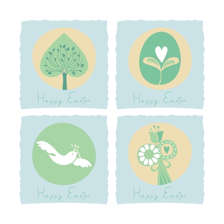 Easter set with seasonal elements and symbolsのイラスト素材
