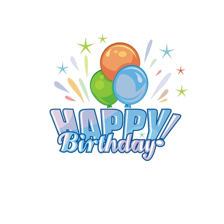 Festive, custom Happy Birthday text, with balloonsのイラスト素材