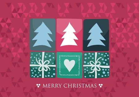 Christmas card with decorative elements on abstract backgroundのイラスト素材