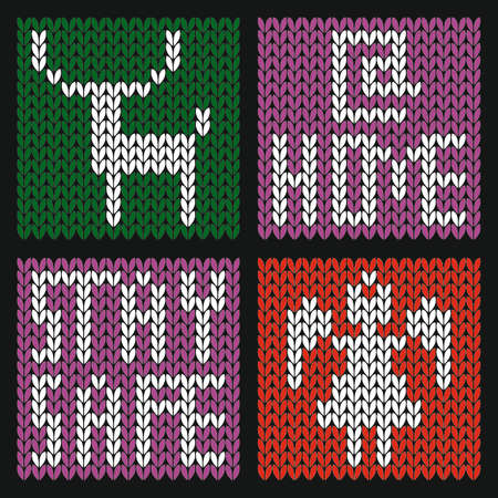 Safe Christmas with knitted symbolsのイラスト素材