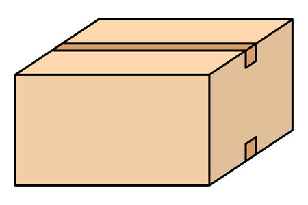 Simple cardboard box illustration, box closed with duct tapeのイラスト素材