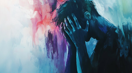 Abstract illustration of a depressed manの素材