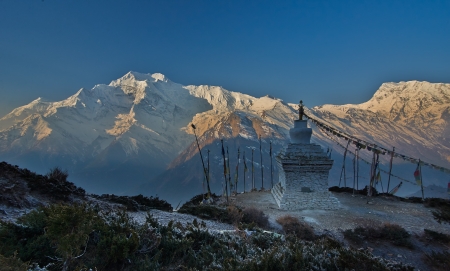 Trekking around the Annapurna  Himalayas, Nepalの写真素材