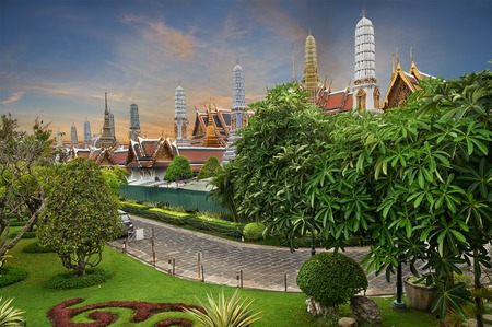 Wat Phra Kaeo, Temple of the Emerald Buddha Bangkok, Asia Thailandの写真素材