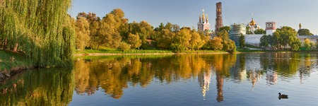 Russian orthodox churches in Novodevichy Convent monastery, Moscow, Russia, UNESCO world heritage siteの写真素材