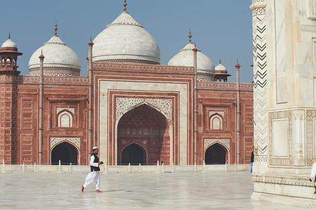 AGRA, INDIA - February 21: The people visit Taj Mahal, Agra, India on February 21, 2015. The Taj Mahal is a mausoleum located in Agra, India and is one of the most recognizable structures in the worldのeditorial素材