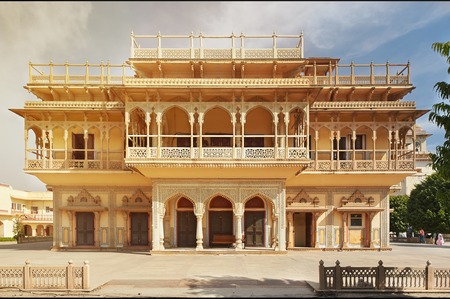 Mubarak Mahal in Jaipur City Palace, Rajasthan, India. Palace was the seat of the Maharaja of Jaipur, the head of the Kachwaha Rajput clan, India.のeditorial素材
