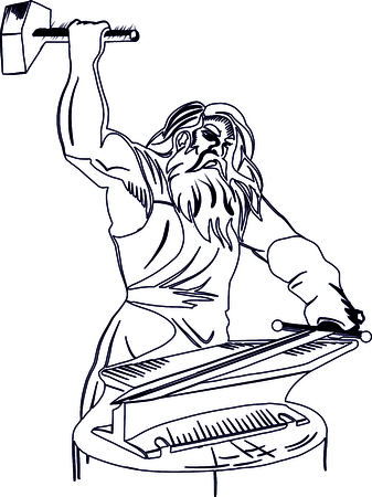 sketch of man reading a book. silhouette of the smithのイラスト素材