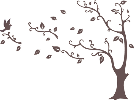 tree with birds. the decor on the wallのイラスト素材