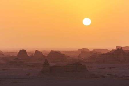 Sand towers of Kaluts in the Dasht-e-Lut desert. Iran
