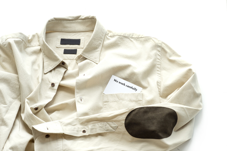Working shirt with a business cardの写真素材