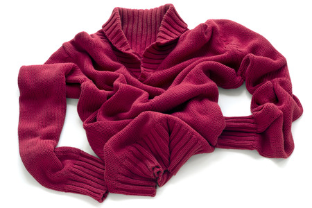 Red sweater with a large warm throatの写真素材
