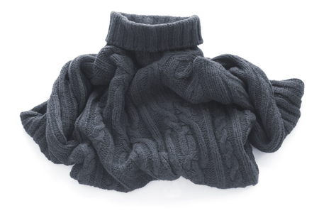Black sweater with a large warm throatの写真素材
