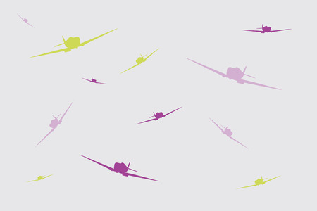 Multicolored fighter planes in the skyの写真素材