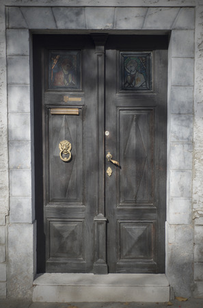 Old doors, handles, locks, lattices and windows. Ljubljana.の写真素材