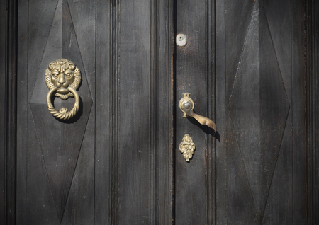 Old doors, handles, locks, lattices and windows. Ljubljana.の写真素材