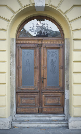 Old doors, handles, locks, lattices and windows. Ljubljana.の写真素材