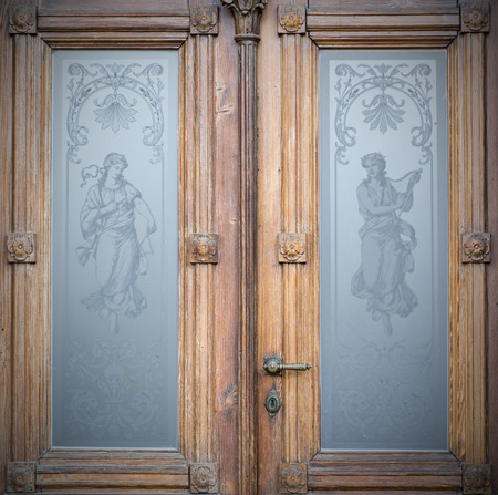 Old doors, handles, locks, lattices and windows. Ljubljana.の写真素材