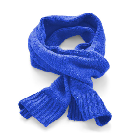 Blue warm scarf on a white backgroundの写真素材
