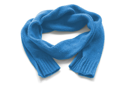 Light blue warm scarf on a white backgroundの写真素材
