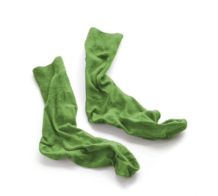 Clean laundered men's socks on a white backgroundの写真素材