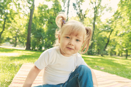  daughter in the parkの写真素材