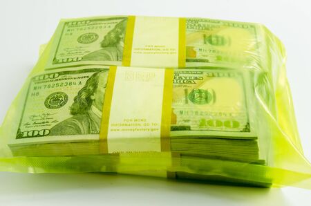 Banknotes 100 dollars in bank packagingの写真素材