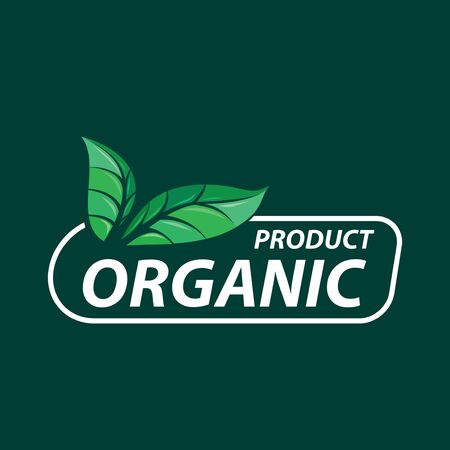 Organic sign with green leaves. Vector. Natural productのイラスト素材