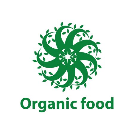 Organic sign with green leaves. Vector. Natural productのイラスト素材