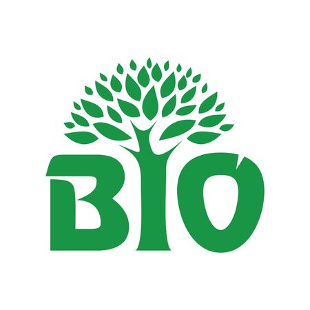 Bio card, poster,  written on watercolor green background illustrationのイラスト素材