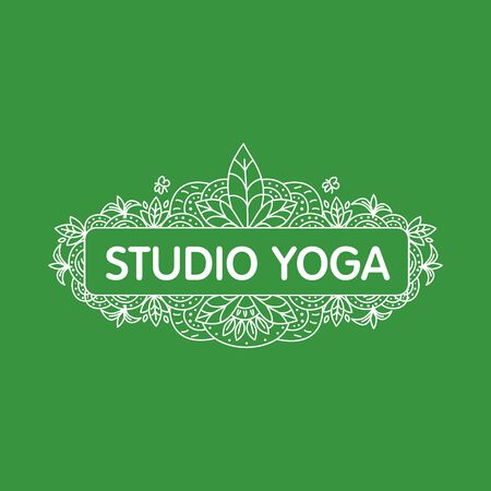 Vector set of logo design templates and emblems with leaves and lines - beauty spa concepts - green badges for yoga studios and classes, holistic and alternative medicine, organic and vegan foodのイラスト素材