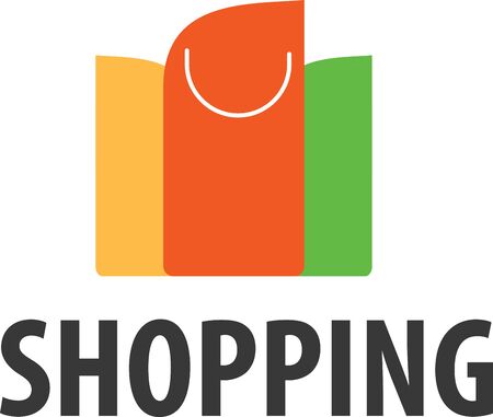 I love shopping vector sign with typography, two shopping bags and heartのイラスト素材