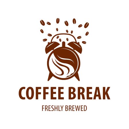 Alarm coffee logo design vector template, breakfast, clockのイラスト素材