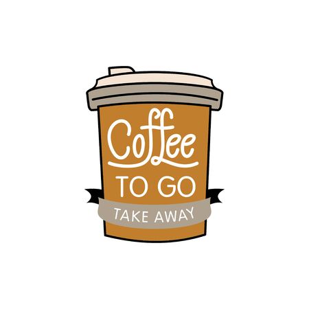 Vector illustration disposable coffee cup icon with coffee beans on blue background. Coffee cupのイラスト素材