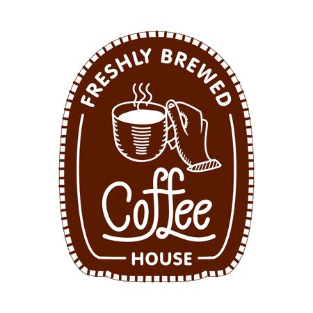 Coffee shop logo design template. Retro coffee emblem. Vector art.のイラスト素材