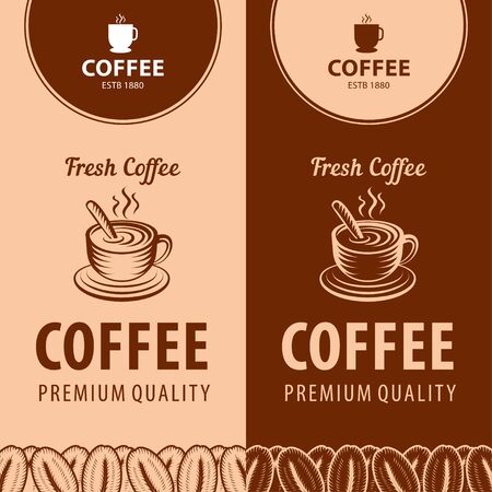 Coffee shop logo design template. Retro coffee emblem. Vector art.のイラスト素材