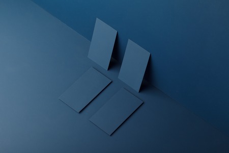 Mocap cards for branding on a blue backgroundの写真素材