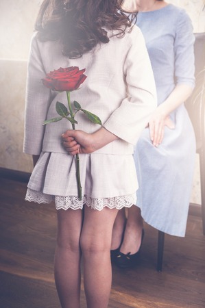 Happy Mother's Day. Little girl congratulates her mom.の写真素材